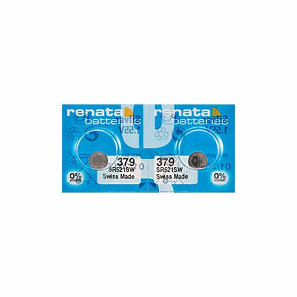 2 x Renata 379 Watch Batteries, 1.55V, 0% MERCURY equivalent SR521SW, 521