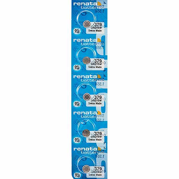 5 x Renata 379 Watch Batteries, 1.55V, 0% MERCURY equivalent SR521SW, 521