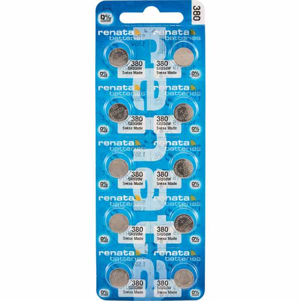 10 x Renata 380 Watch Batteries, 0% MERCURY equivalent SR936W