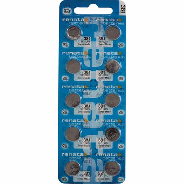 10 x Renata 381 Watch Batteries, 0% MERCURY equivalent SR1120S