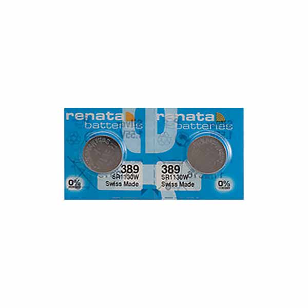 2 x Renata 389 Watch Batteries, 0% MERCURY equivalent SR1130W Battery