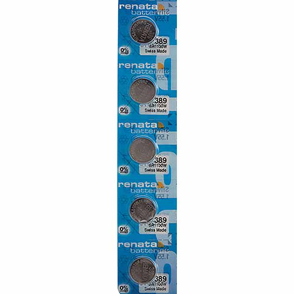 5 x Renata 389 Watch Batteries, 0% MERCURY equivalent SR1130W Battery