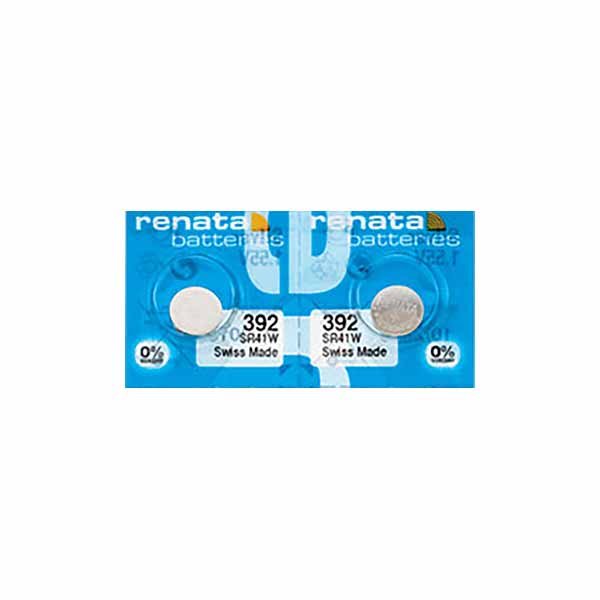 2 x Renata 392 Watch Batteries, 1.55V, 0% MERCURY equivalent SR41W, 41, 384