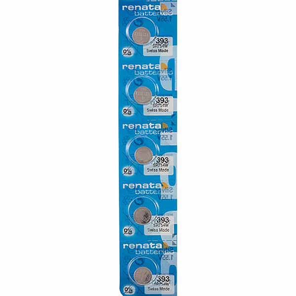 5 x Renata 393 Watch Batteries, 1.55V, 0% MERCURY equivalent SR754SW SR48 AG5