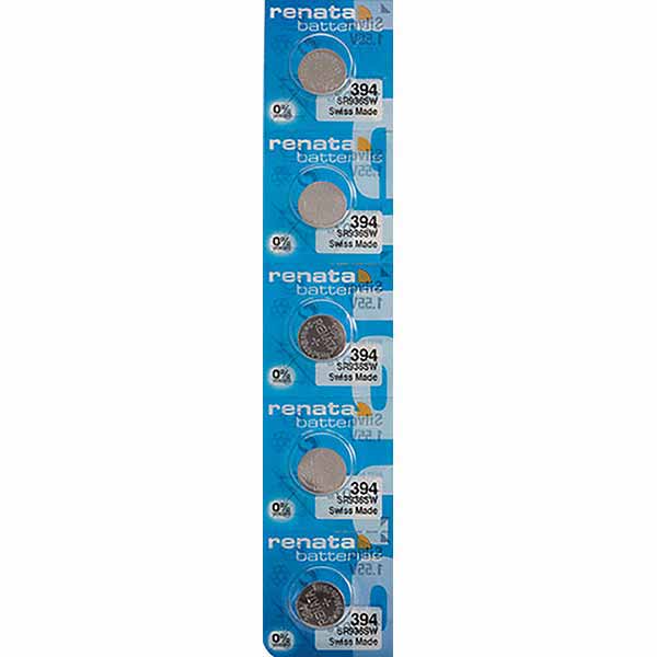 5 x Renata 394 Watch Batteries, 1.55V, 0% MERCURY equivalent SR936SW, 380, 936, AG9