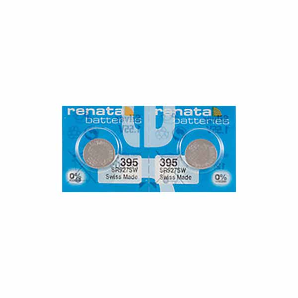 2 x Renata 395 Watch Batteries, 1.55V, 0% MERCURY equivalent SR927W, 399, SR927SW