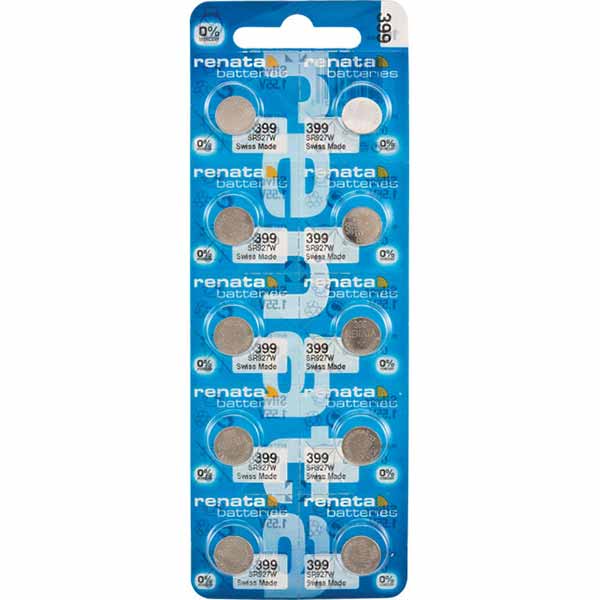 10 x Renata 399 Watch Batteries, 0% MERCURY equivalent SR927W