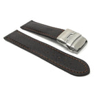 Bandini Mens Leather Watch Band with Deployment Clasp - 18mm to 24mm