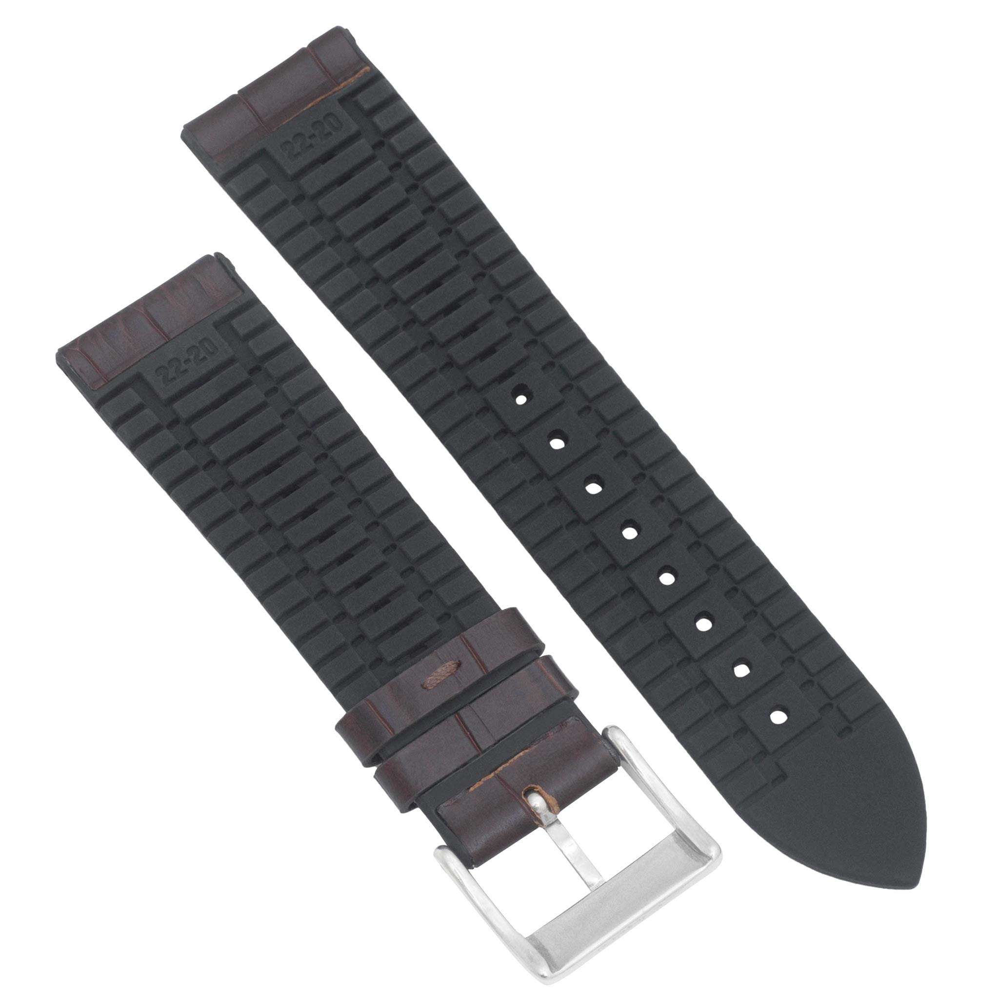 Bandini Hybrid Leather Alligator Pattern Watch Band, Rubber Lining – 20mm 22mm