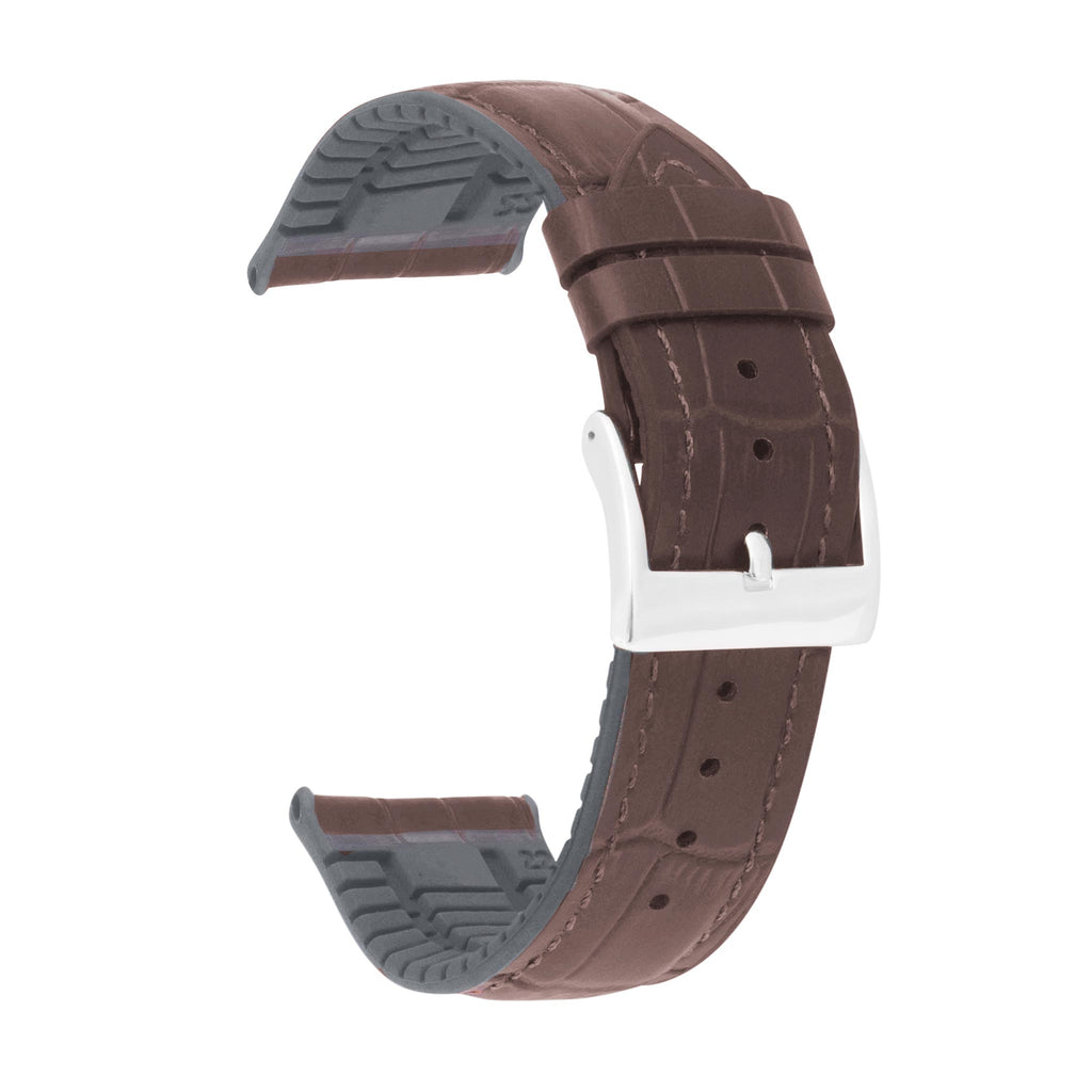 Bandini Hybrid Leather Alligator Pattern Watch Band, Rubber Lining – 20mm 22mm
