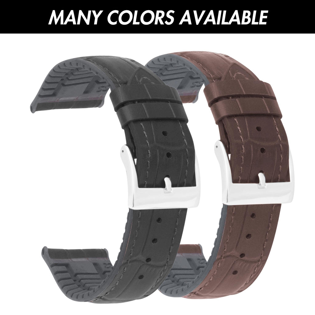 Bandini Hybrid Leather Alligator Pattern Watch Band, Rubber Lining – 20mm 22mm