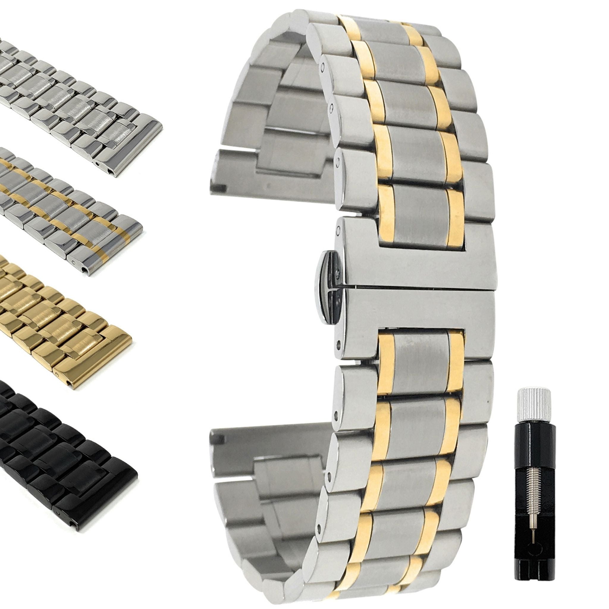Bandini Stainless Steel Watch Band for Men, Metal Watch Bracelet, Removable Links