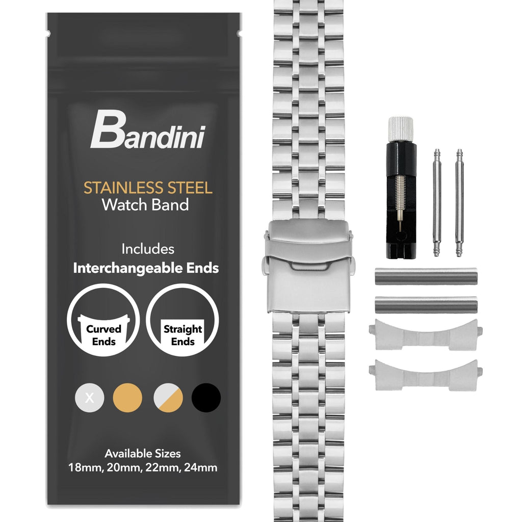 Bandini Mens Metal Stainless Steel Watch Band - 18mm, 20mm, 22mm