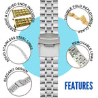 Bandini Mens Metal Stainless Steel Watch Band - 18mm, 20mm, 22mm