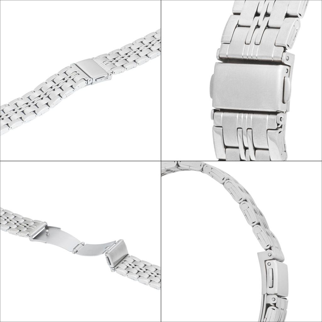 Bandini Mens Jubilee Style Metal Stainless Steel Watch Band - 18mm, 20mm, 22mm, 24mm