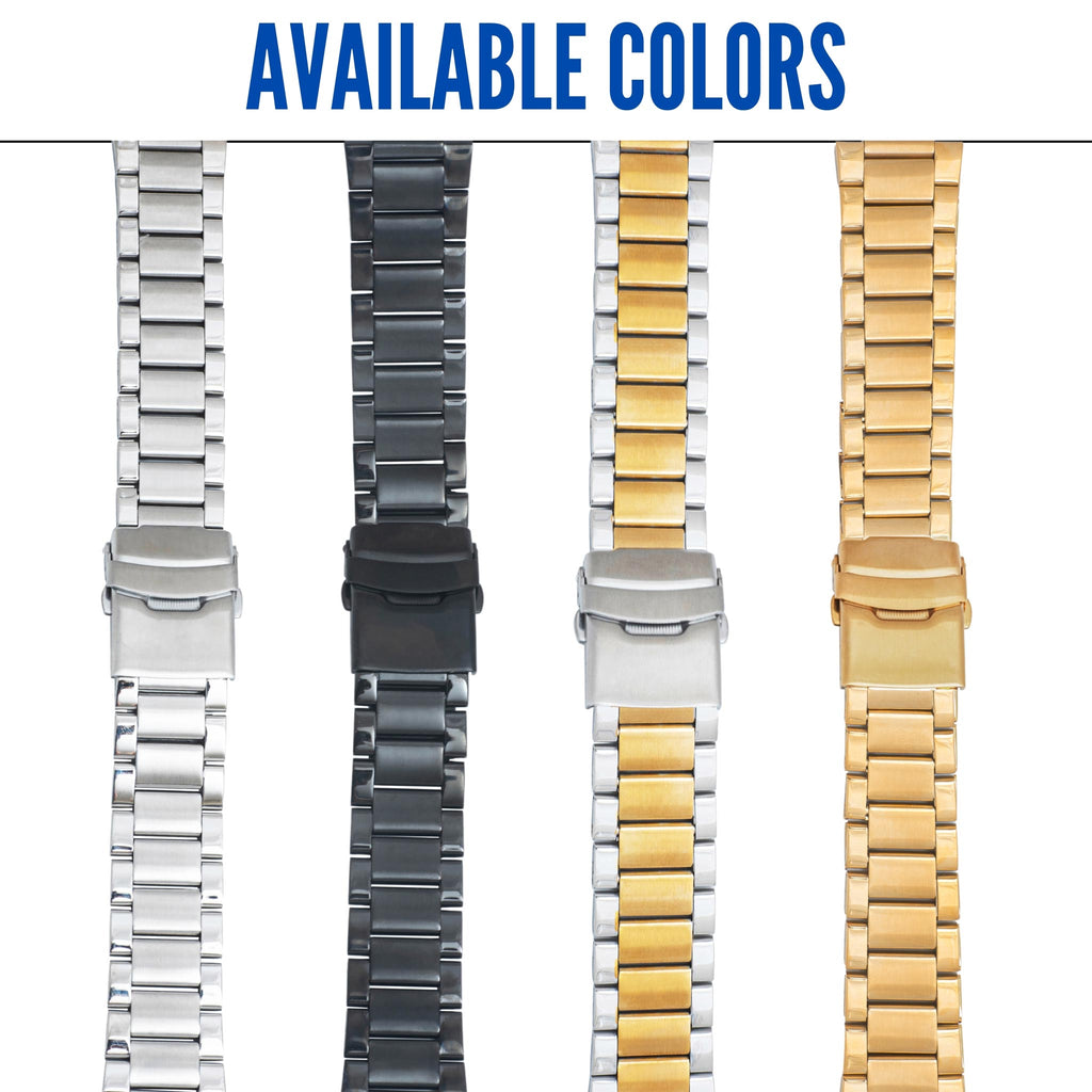 Bandini Mens Brick Links Metal Stainless Steel Watch Band - 18mm, 20mm, 22mm, 24mm