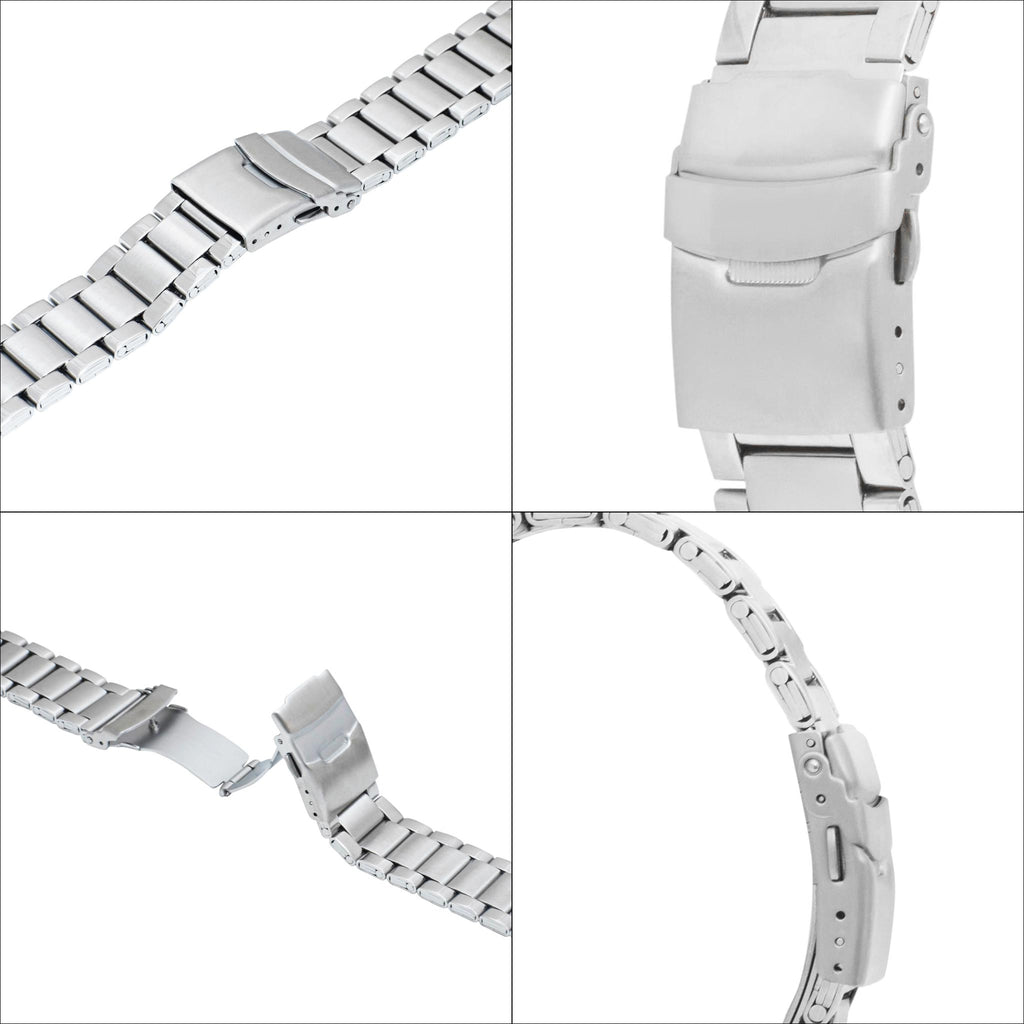Bandini Mens Brick Links Metal Stainless Steel Watch Band - 18mm, 20mm, 22mm, 24mm