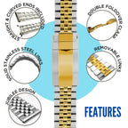 Bandini Mens 20mm Jubilee Style Metal Stainless Steel Watch Band for Rolex