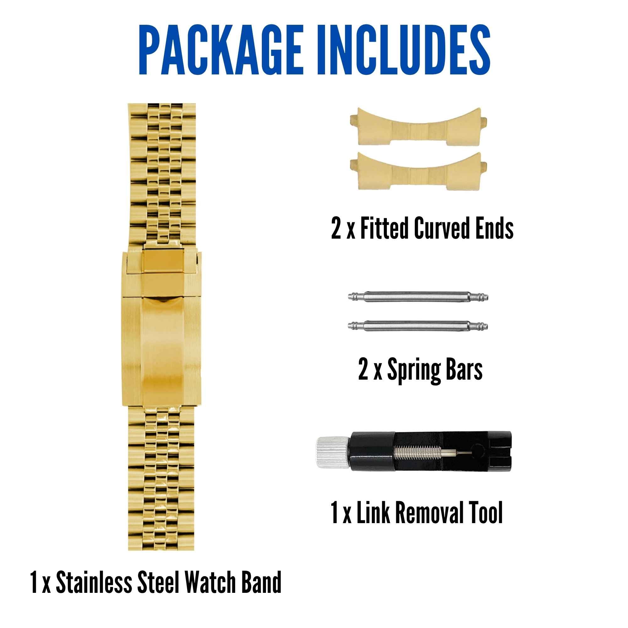 Bandini Mens 20mm Jubilee Style Metal Stainless Steel Watch Band for Rolex