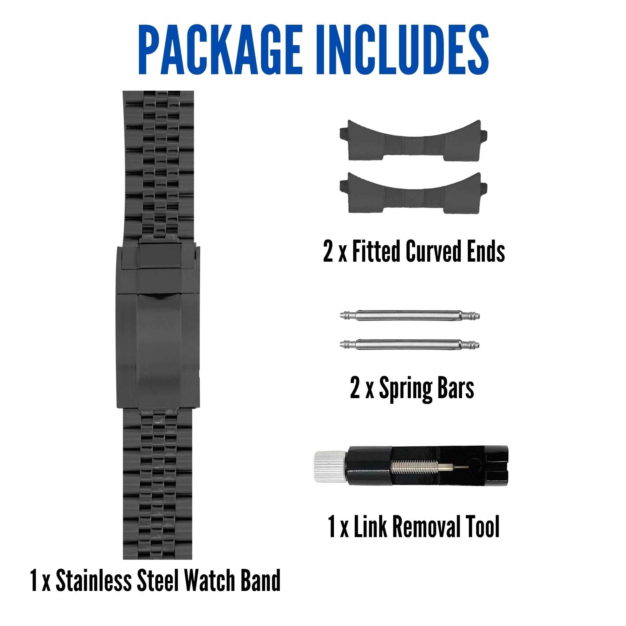 Bandini Mens 20mm Jubilee Style Metal Stainless Steel Watch Band for Rolex