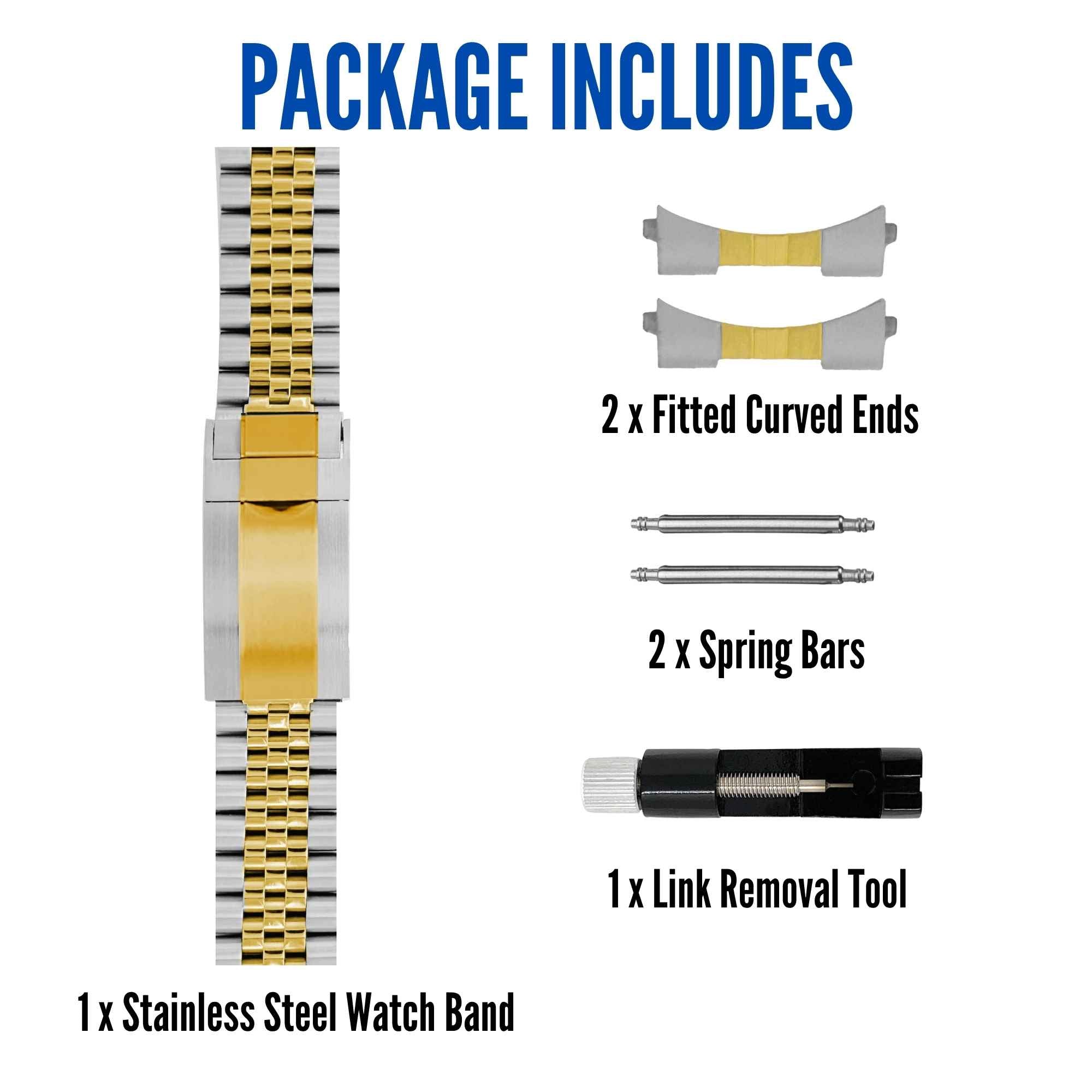 Bandini Mens 20mm Jubilee Style Metal Stainless Steel Watch Band for Rolex