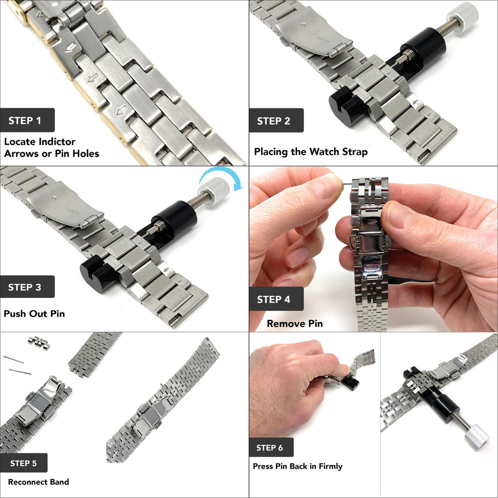 Bandini Stainless Steel Watch Band for Men, Metal Watch Bracelet, Removable Links