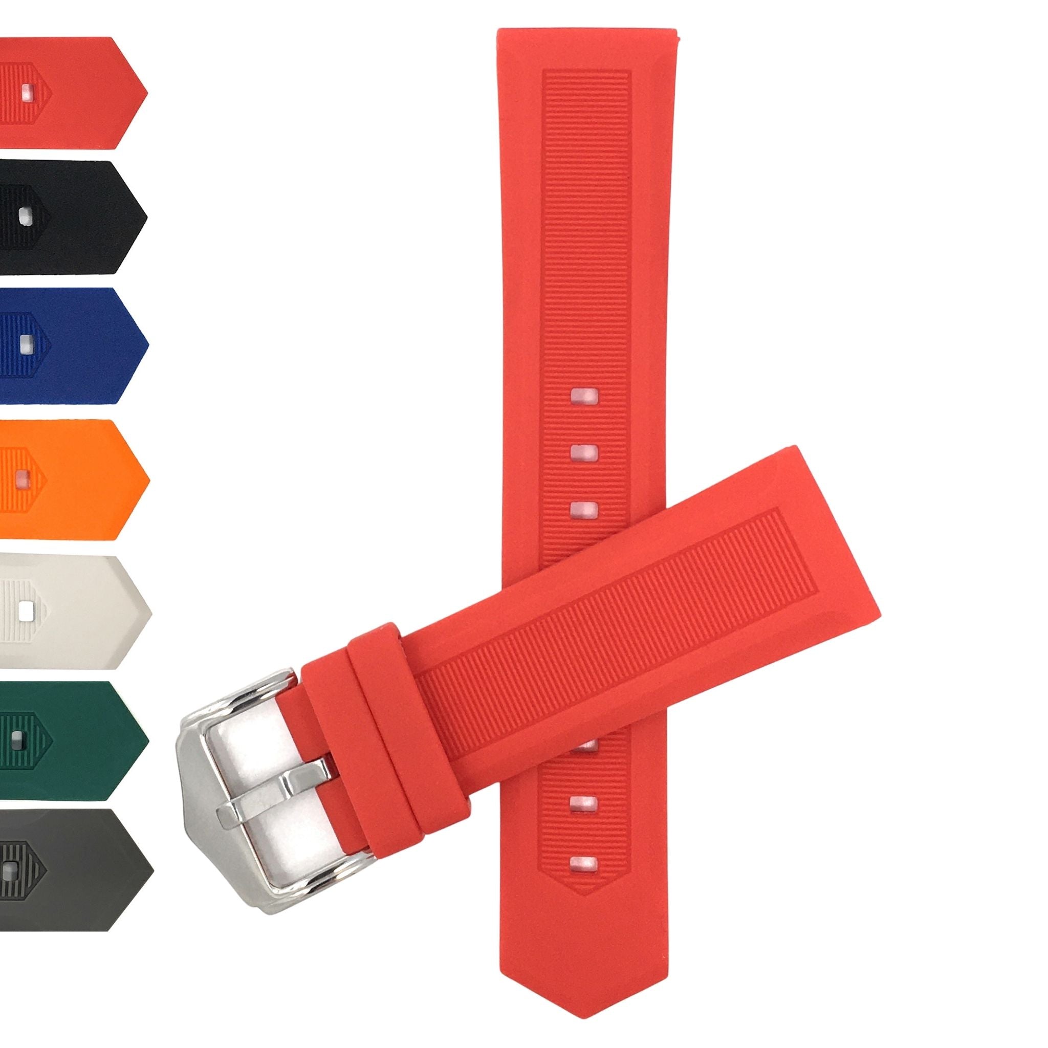 Bandini Ribbed Silicone Sport Watch Band – 12mm to 28mm