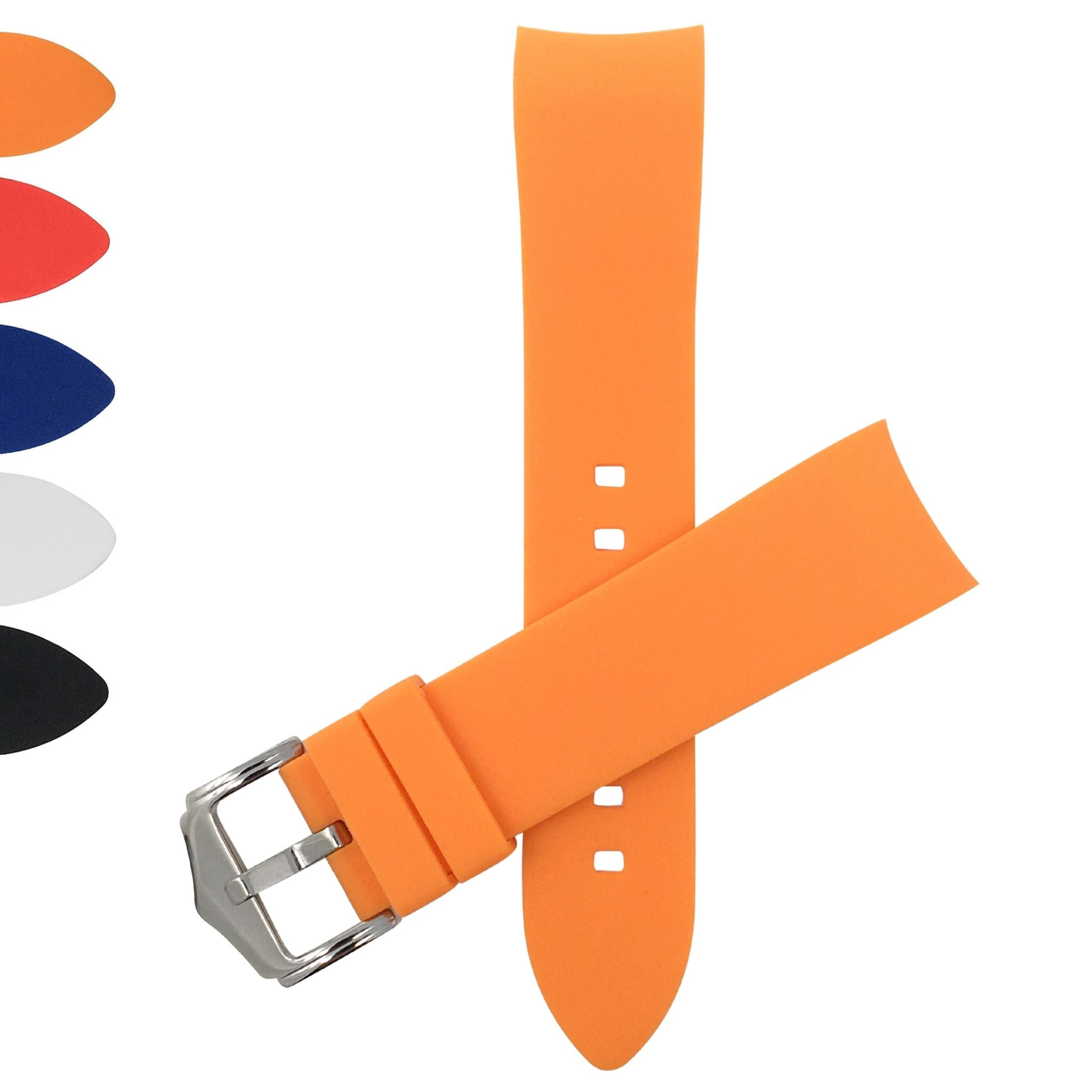 Bandini Curved End Soft Silicone Rubber Watch Band, Oyster Strap