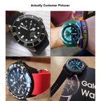 Bandini Curved End Soft Silicone Rubber Watch Band, Oyster Strap