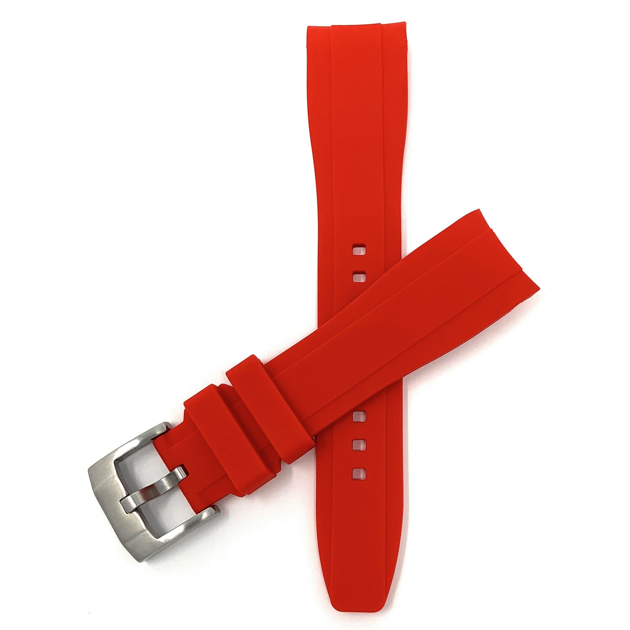 Bandini Fitted Curved End Silicone Watch Band - 18mm, 20mm, 21mm, 22mm