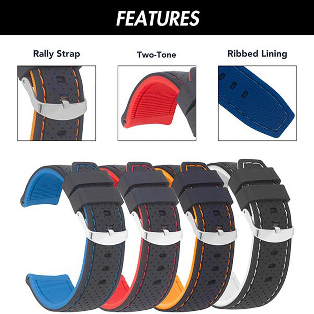 Bandini Silicone Racing Rally Watch Band – 18mm 20mm 22mm 24mm