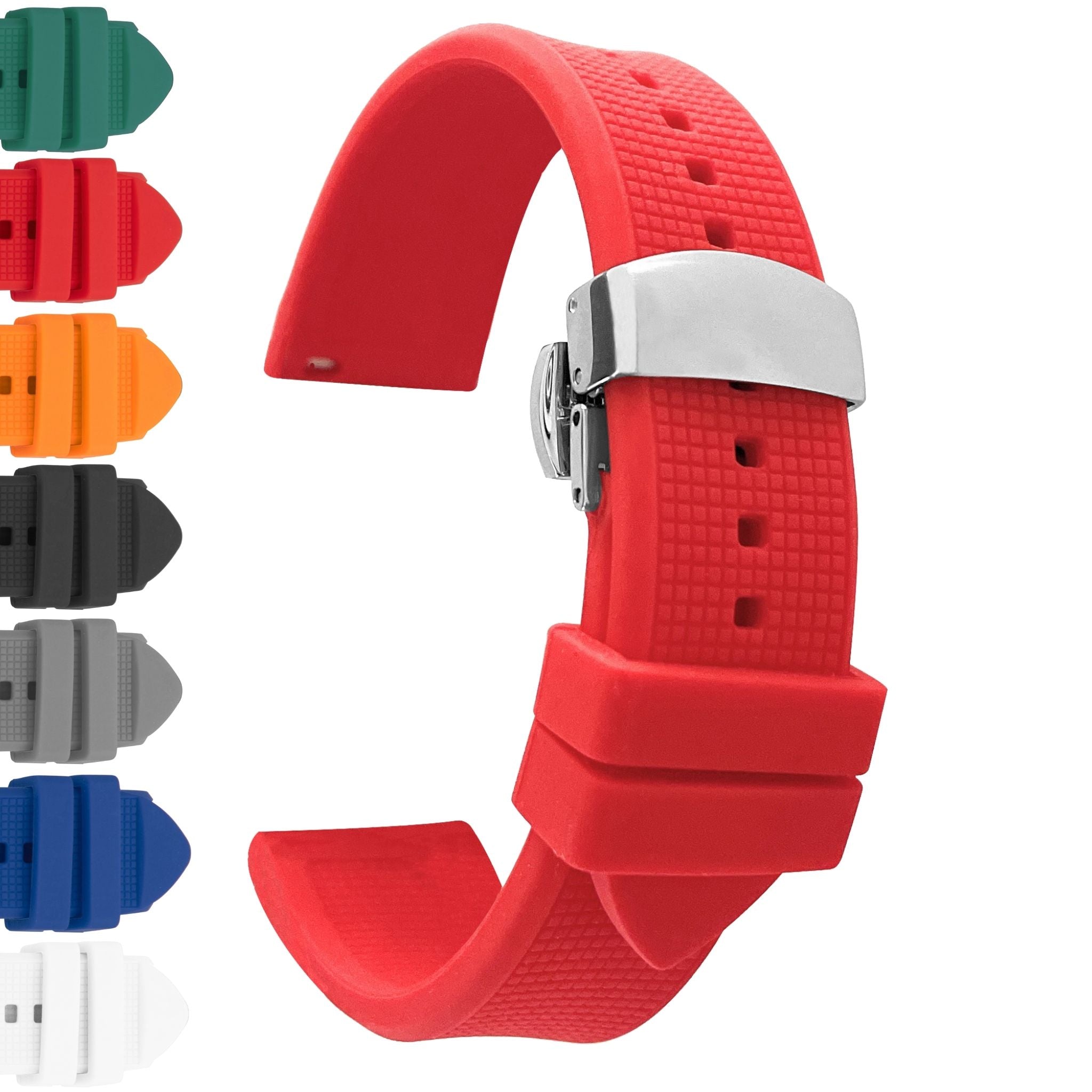 Bandini Soft Rubber Silicone Watch Band with Deployment Clasp