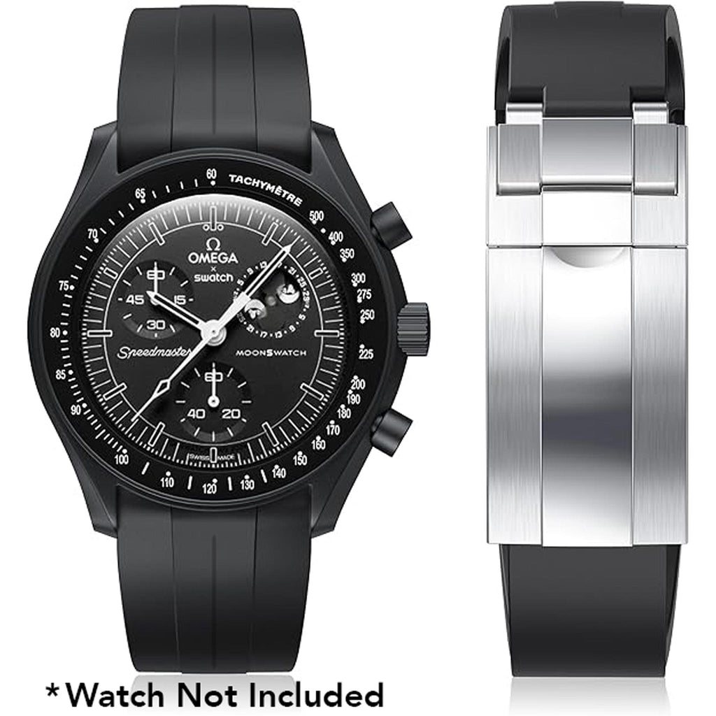 20mm Fitted Curved End Rubber Watch Band for Rolex and More, Oyster Clasp