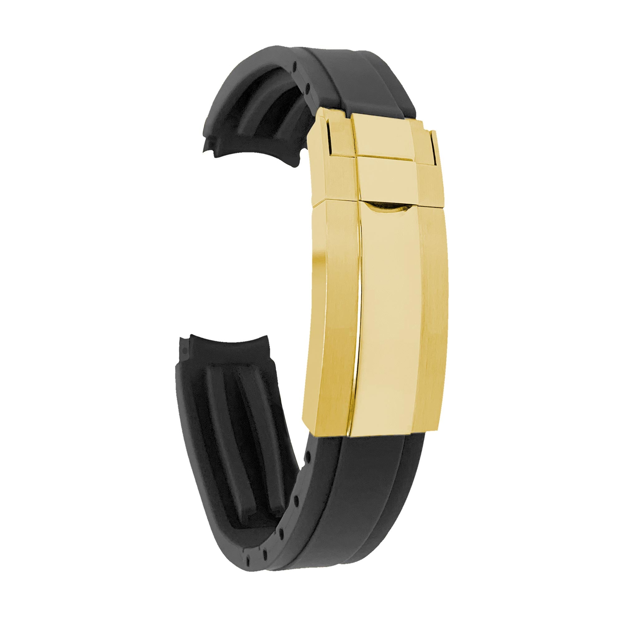 20mm Fitted Curved End Rubber Watch Band for Rolex and More, Oyster Clasp