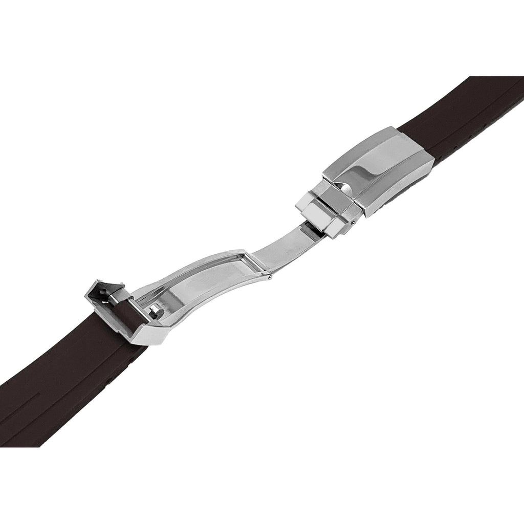 20mm Fitted Curved End Rubber Watch Band for Rolex and More, Oyster Clasp