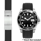 20mm Fitted Curved End Rubber Watch Band for Rolex and More, Oyster Clasp