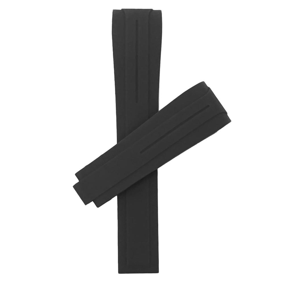 20mm Fitted Curved End Rubber Watch Band for Rolex and More, No Clasp