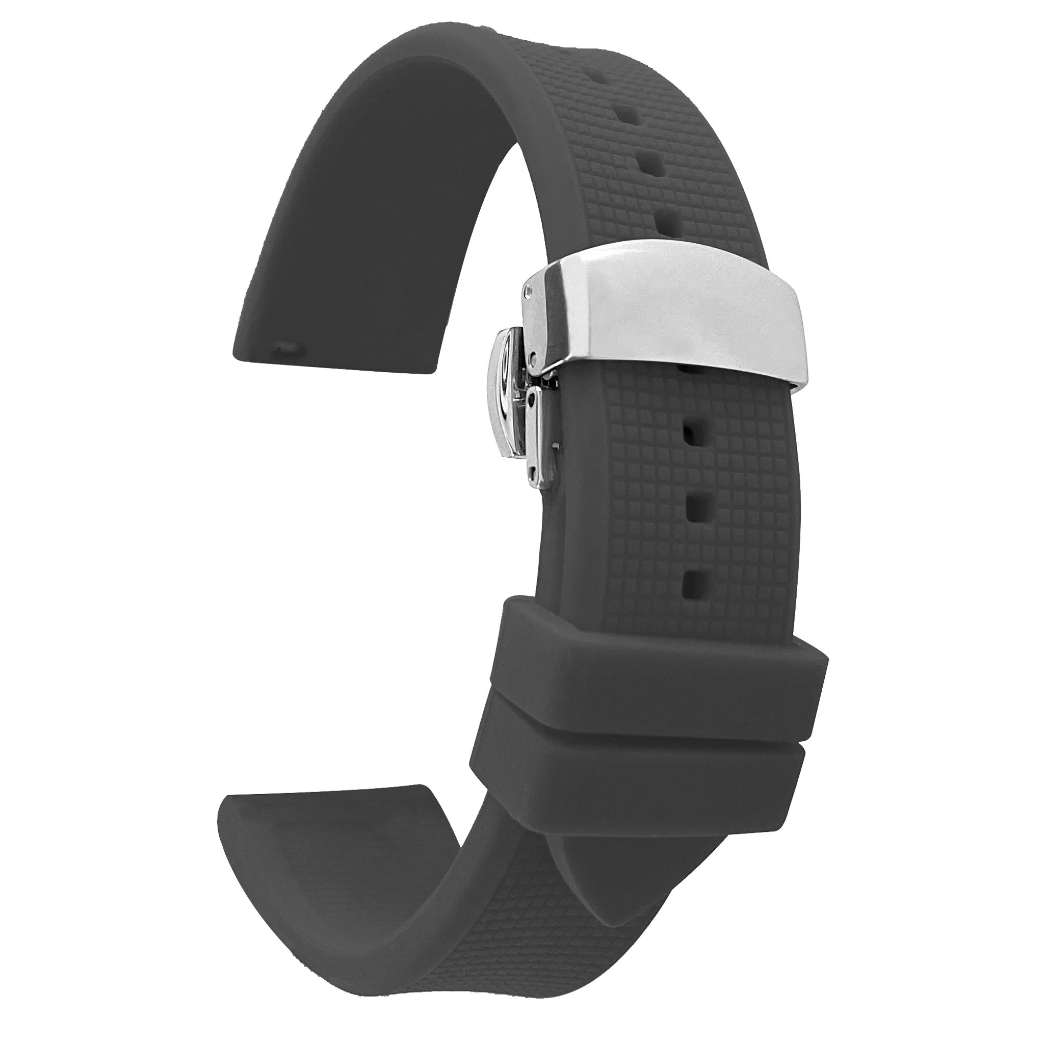 Bandini Soft Rubber Silicone Watch Band with Deployment Clasp