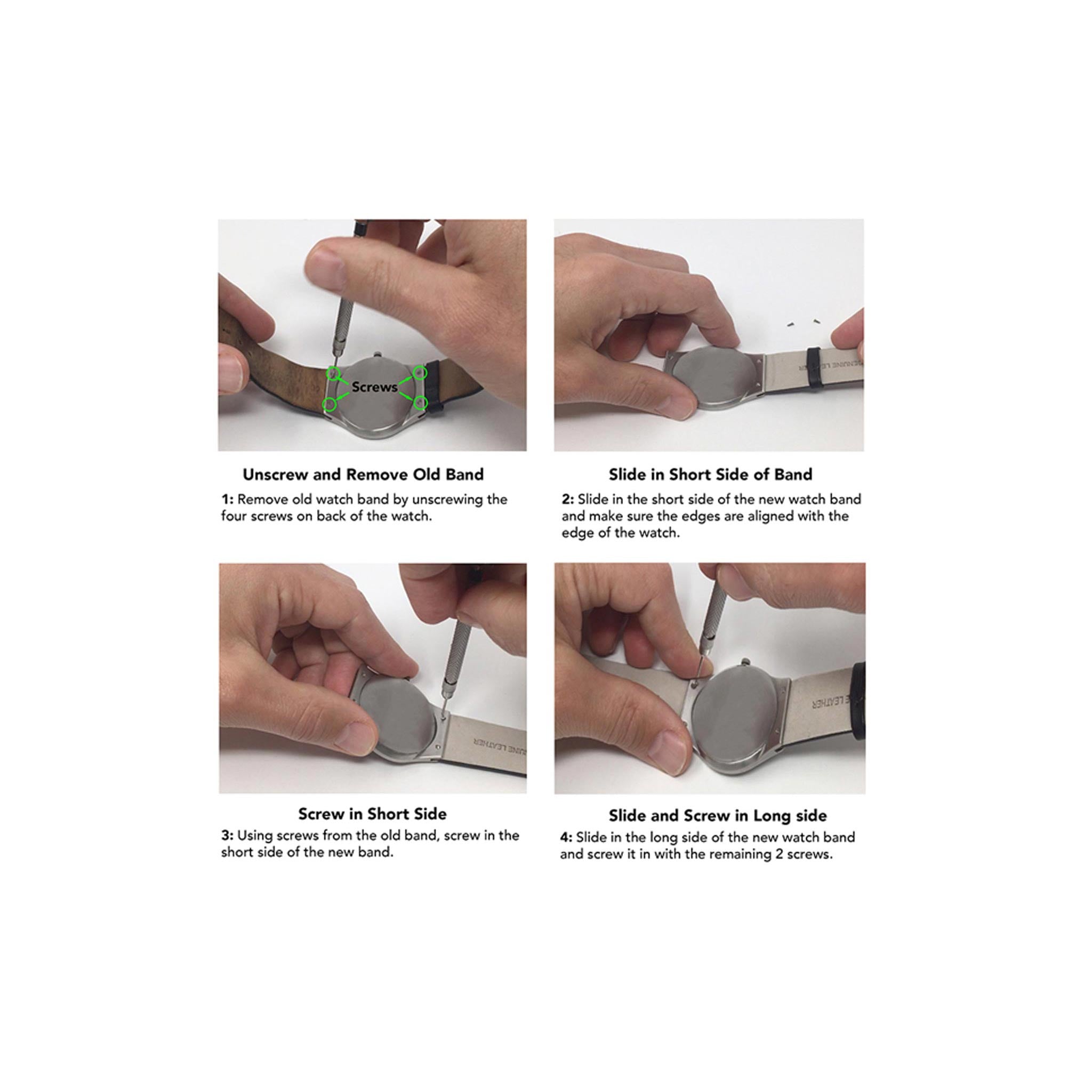 Bandini Screw Fit Leather Watch Strap Band for Skagen and Bering