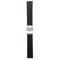 Bandini Black Rubber Grooves Watch Band, Silicone Deployment Strap - 20mm, 22mm, 24mm
