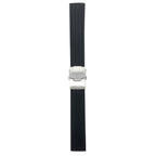 Bandini Black Rubber Grooves Watch Band, Silicone Deployment Strap - 20mm, 22mm, 24mm