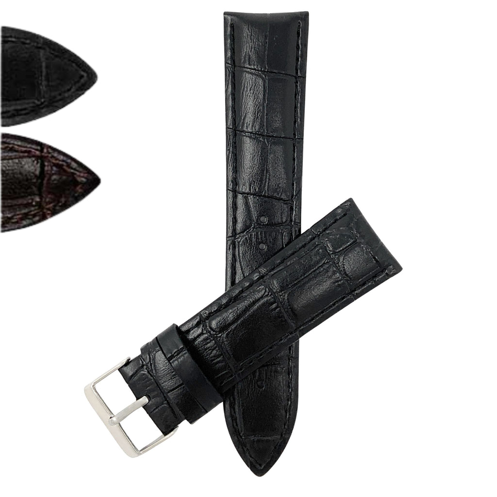 Bandini Vegan Watch Band, Premium Faux Leather Strap, Alligator Pattern