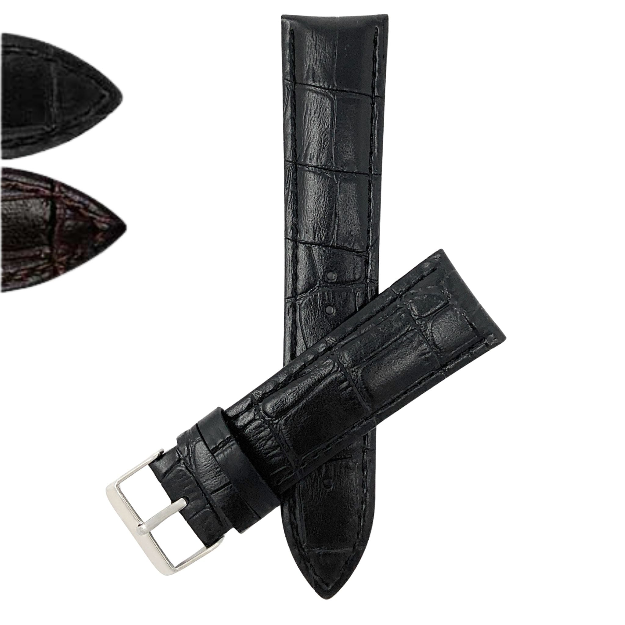 Bandini Vegan Watch Band, Premium Faux Leather Strap, Alligator Pattern