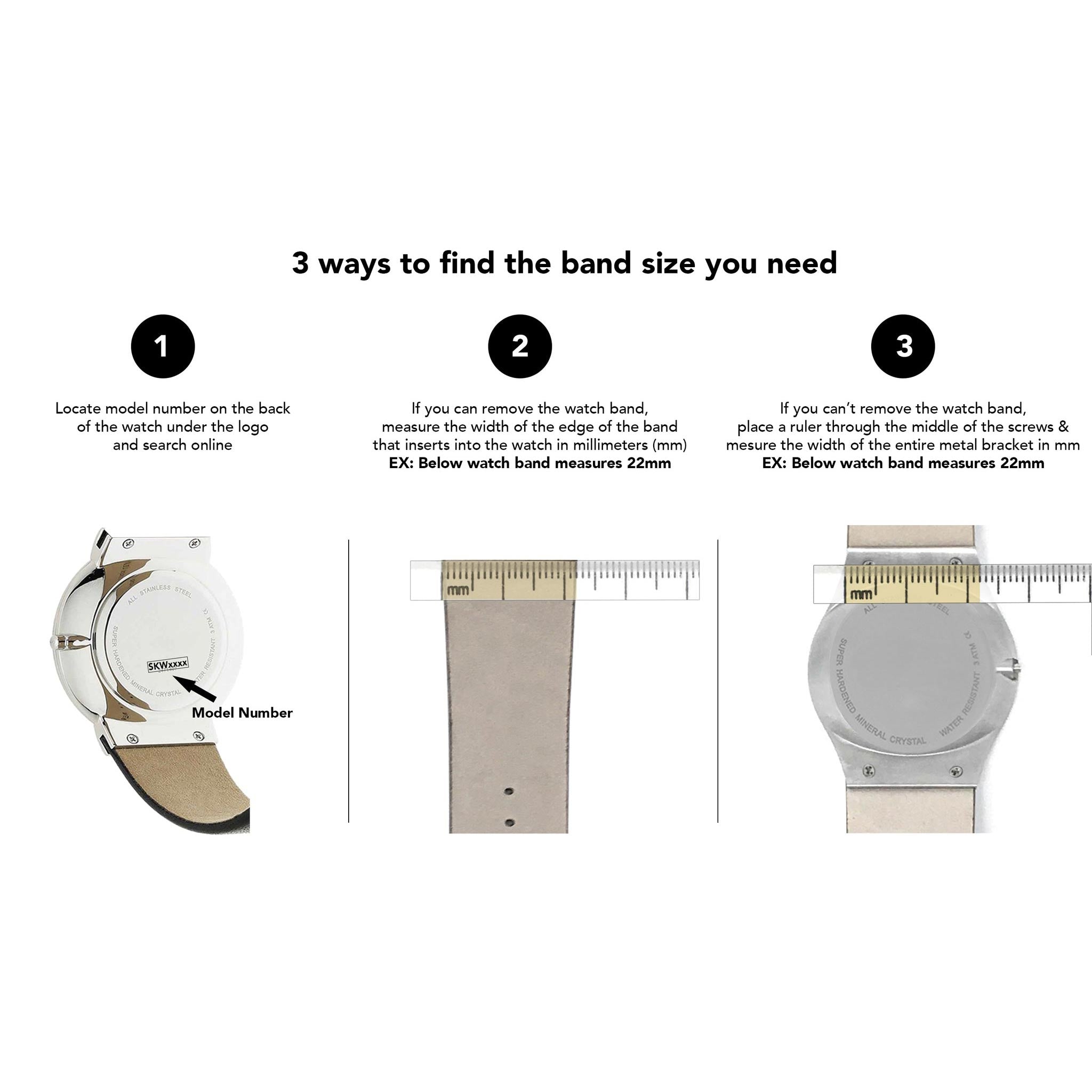 Bandini Screw Fit Leather Watch Strap Band for Skagen and Bering