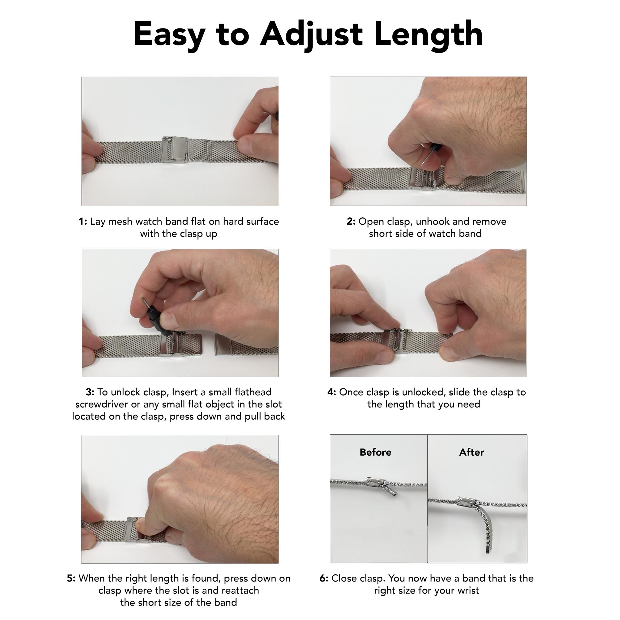 Bandini Stainless Steel Milanese Mesh Watch Band – 10mm to 24mm