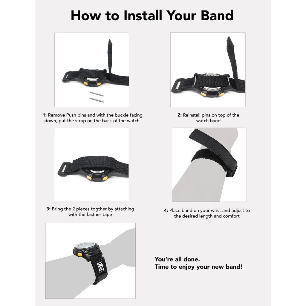 Bandini Nylon Hook and Loop Sport Watch Band – 12mm to 26mm