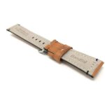Back view of Tan Mens Leather Watch Strap, Double Stitch with Stainless Steel Buckle