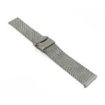 Angle view of Silver Tone Extra Long (XL) 22mm Mesh Watch Band for Men, Quick Release, Deployment