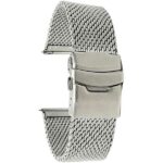 Top view of Silver Tone Extra Long (XL) 22mm Mesh Watch Band for Men, Quick Release, Deployment