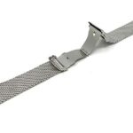 Open view of Silver Tone Extra Long (XL) 22mm Mesh Watch Band for Men, Quick Release, Deployment